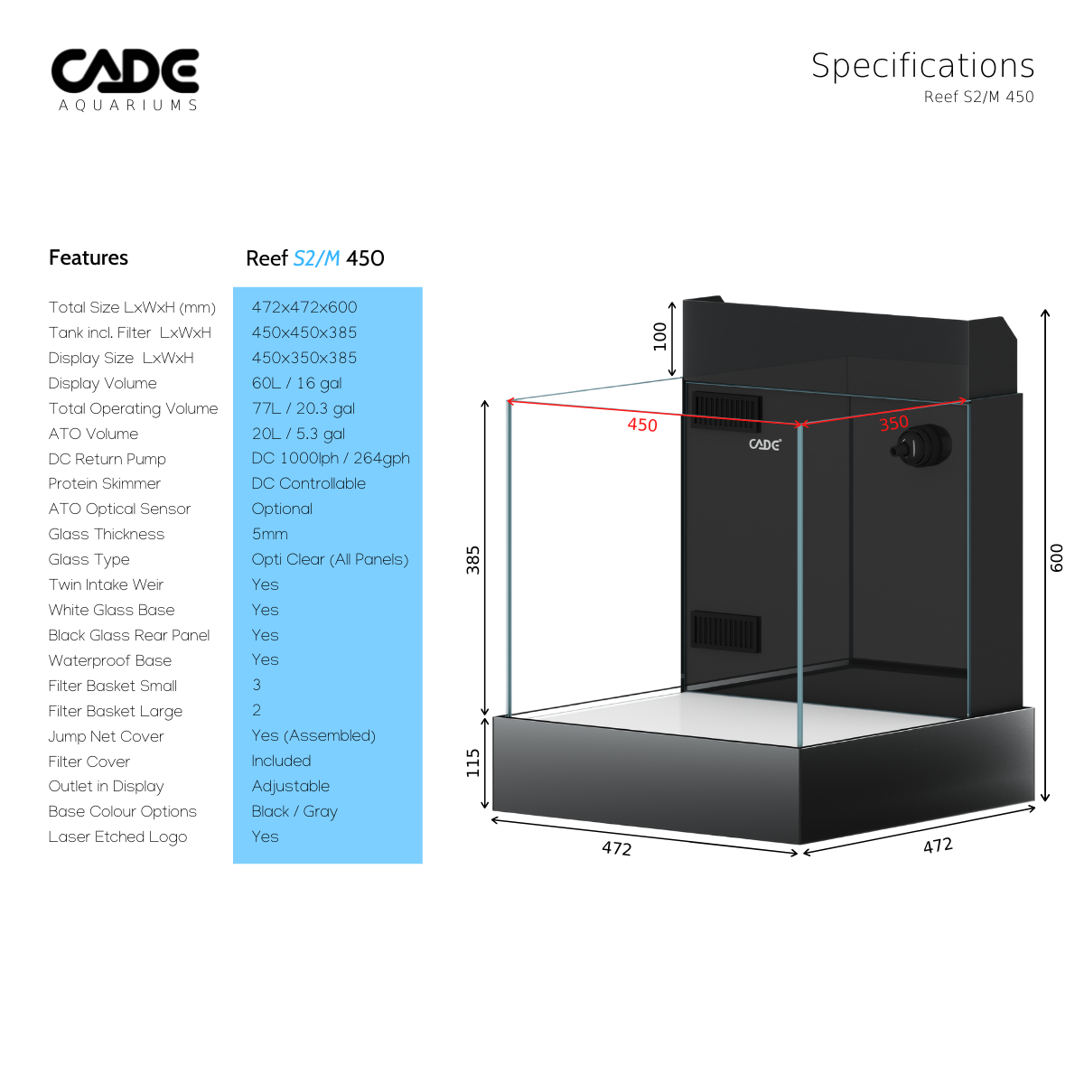 CADE 450 Desktop S2/M Grey Base
