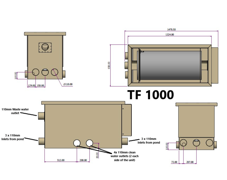 Burtons TF-1000 Pond Drum Through-Flow Filter