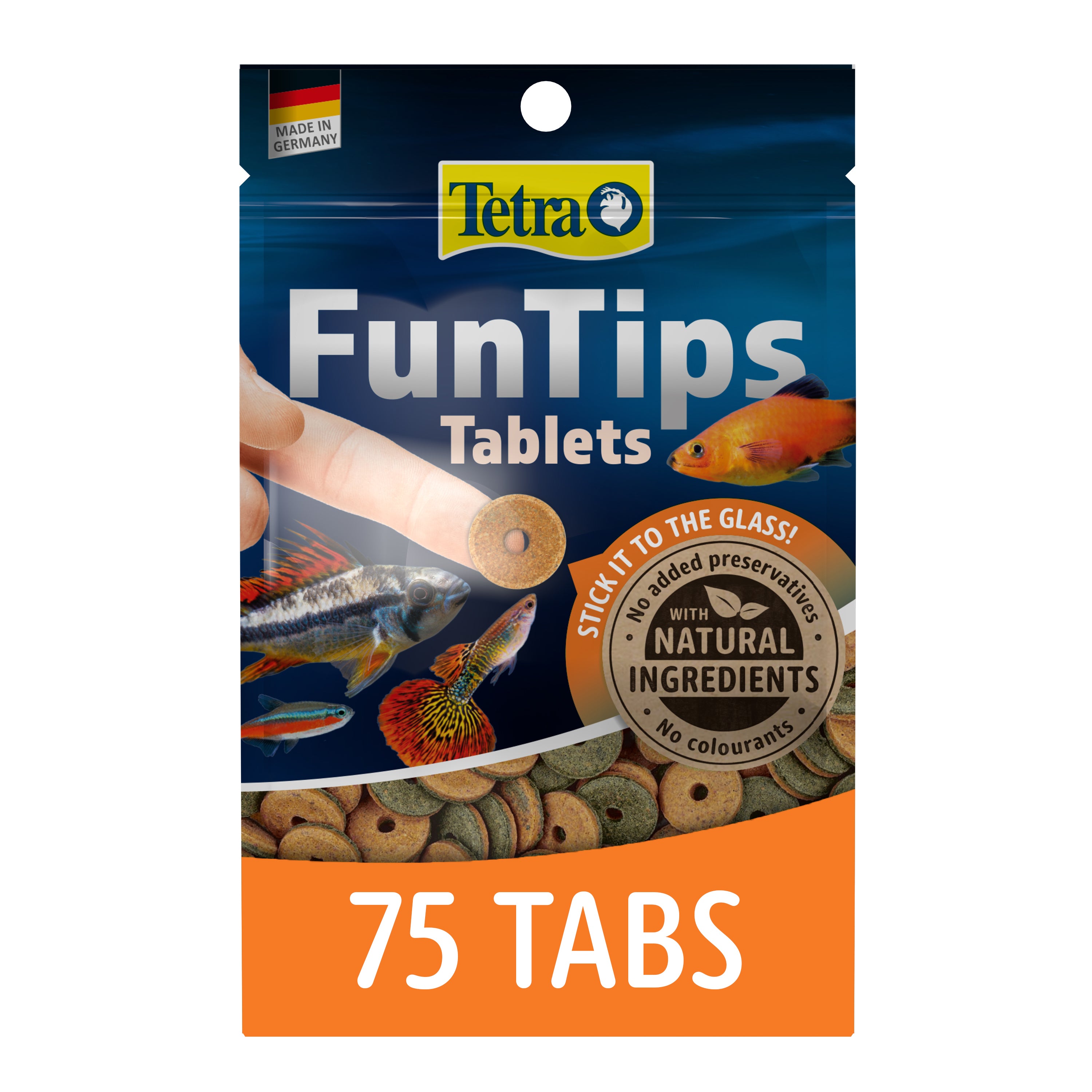Tetra Fun Tips 75 Tablets Tub 30g - Stick on Glass