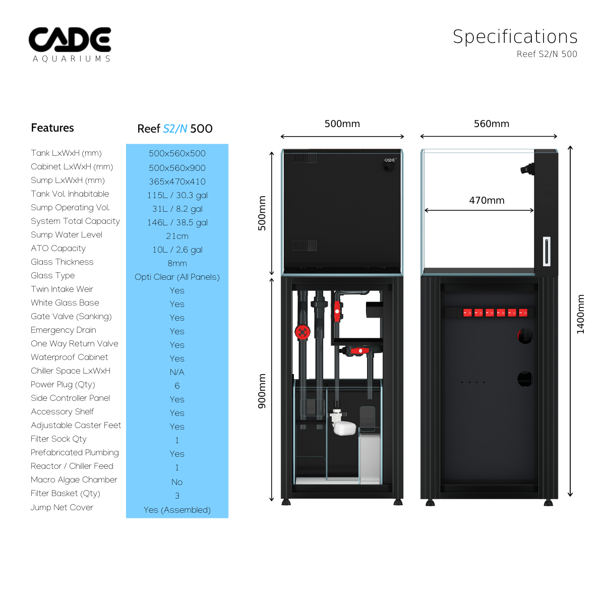 CADE Reef S3/N 500 Nano (Pre Order) - Aqua Group