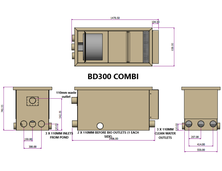 Burtons BD300 Drum Filter and Bio Combi