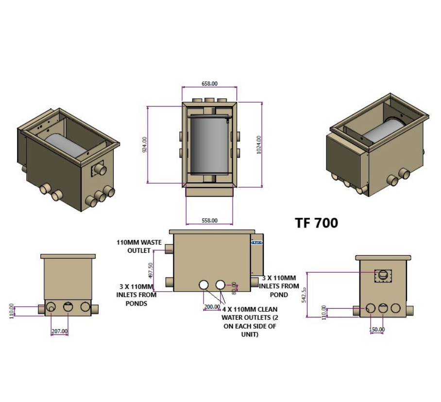 Burtons TF-700 Pond Drum Through-Flow Filter